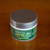Our 1 ounce Super Cream jar with a silver lid