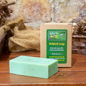 Wild'erb Soap Bar on a shelf with a box